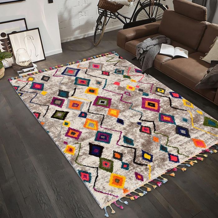 Tapis Guno multicolore motif traditionnel berbère