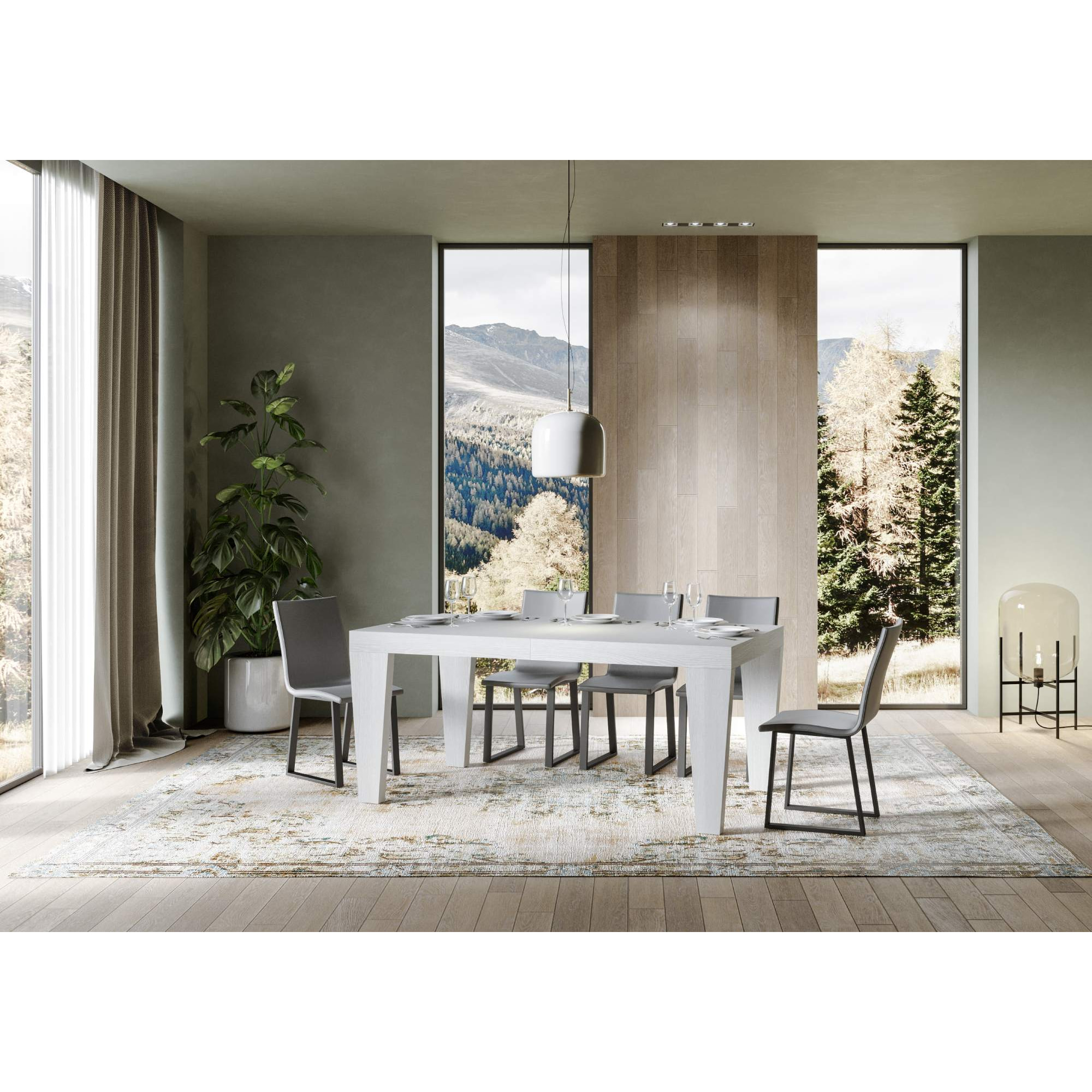 Tavolo allungabile 90x200/460 cm Spimbo bianco frassino
