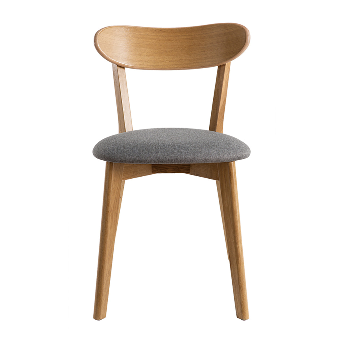 Chaises vintage en bois clair chêne et tissu gris (lot de 2) DOVE