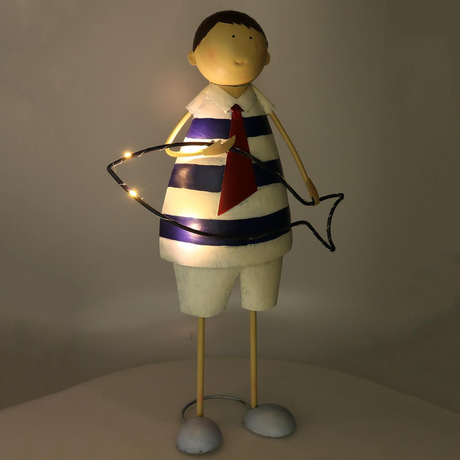 Bambino in metallo Mare con pesce e led cm38,73x15,87h64,13