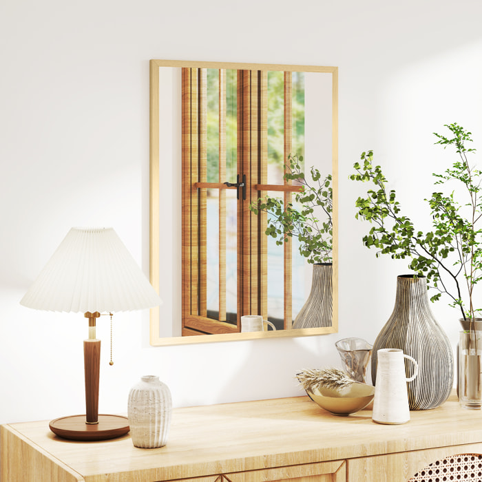 Miroir mural rectangulaire dim. 60L x 80H cm MDF effet bois naturel