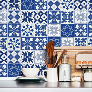 Stickers muraux - Sticker Mural Carrelage adhésif Cuisine Salle de Bain - 60 STICKERS CARRELAGES AZULEJOS ANGELINIA