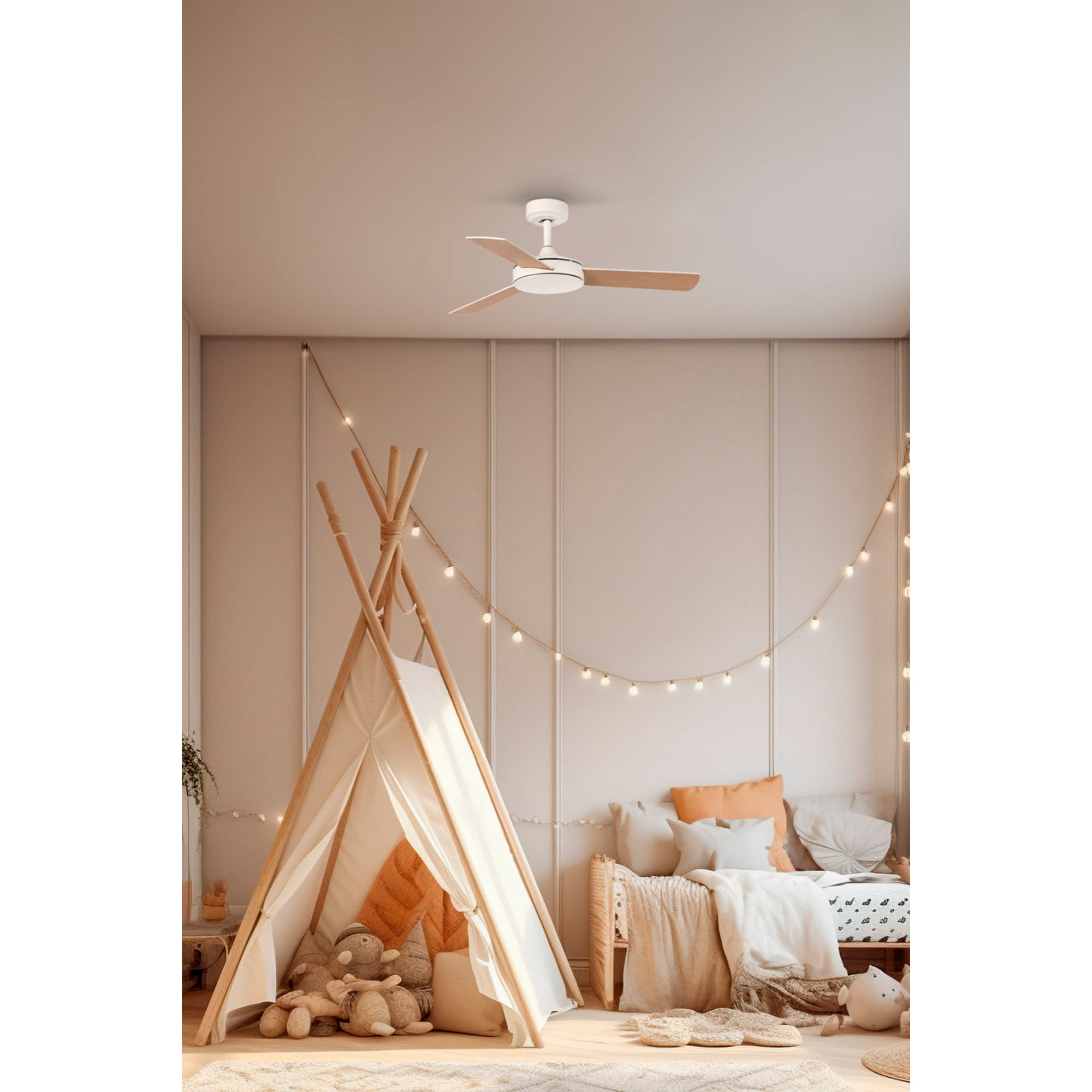 MINI MALLORCA S Ventilador de techo blanco/arce