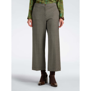 Elena Mirò - Pantaloni cropped jacquard check - Nero