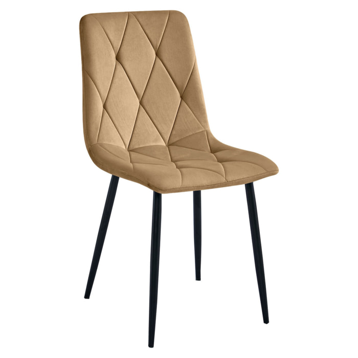 Sedia Libra in velluto marrone e gambe nere