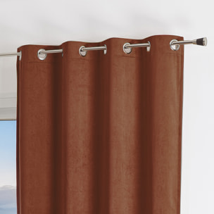 Rideau uni en suédine  - Effet daim et velours - Tabac