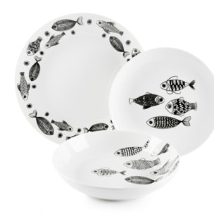 Service de table 18 pièces Excelsa – Black Sea, Porcelaine Blanc