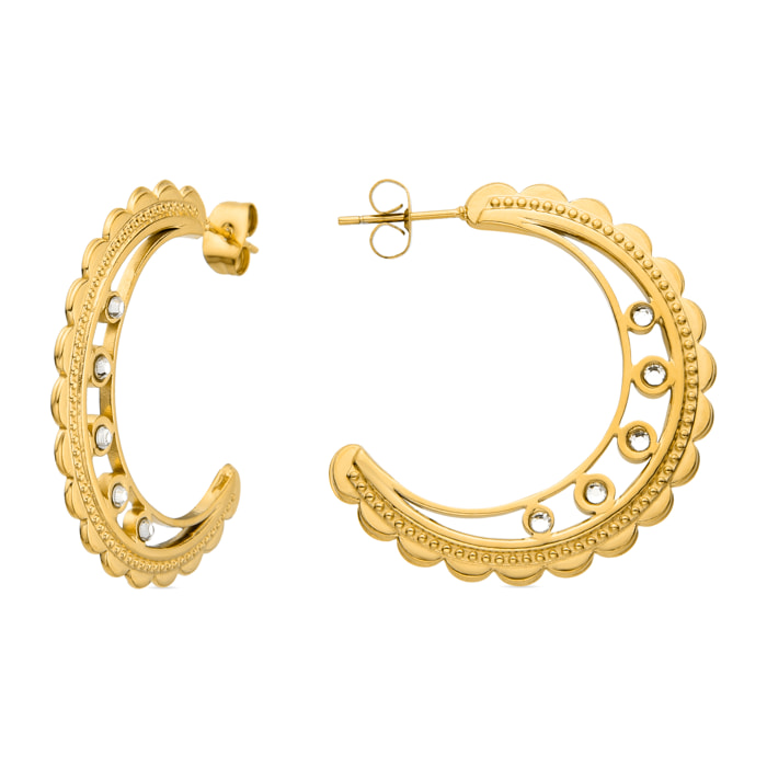 Pendientes de Circonita Brillante acabados en oro amarillo de 18K- Fuduk