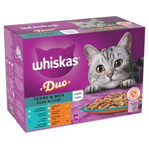 WHISKAS Duo 72 Sachets fraîcheur en gelée 4 variétés pour chat 85g (6x12)