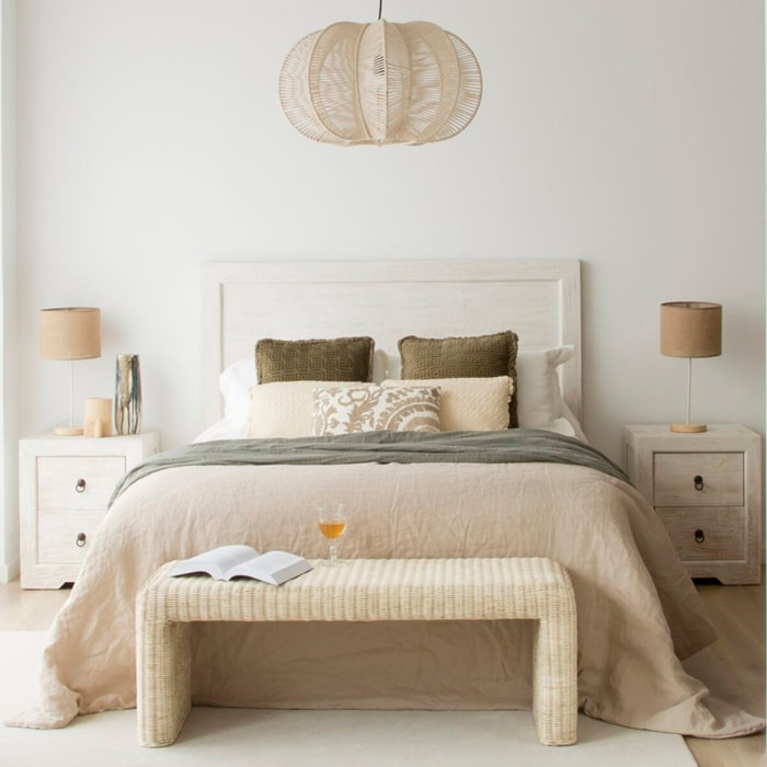 Table de chevet Oblak -bois massif d'araucaria-couleur blanc shabby 50 x 60 x 40 cm