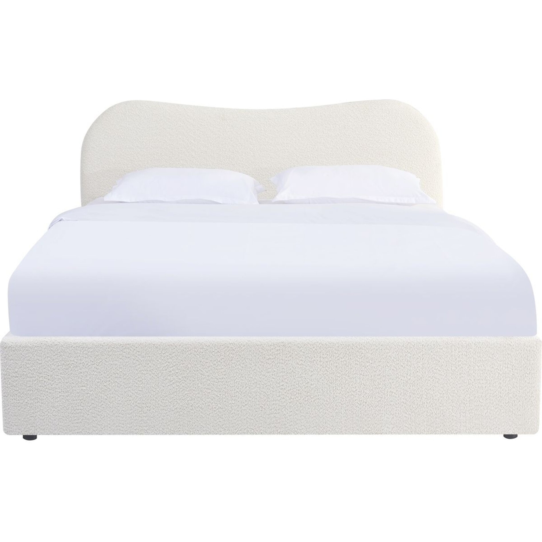 Lit coffre avec tête le lit en tissu bouclé - SUZON