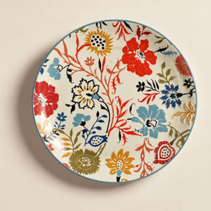 Lot de 6 assiettes plates florales en grès  27cm JAIPUR