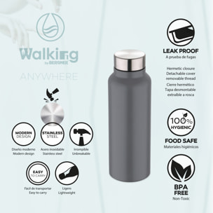 Botella agua 750ml gris Walking anywhere- Bergner