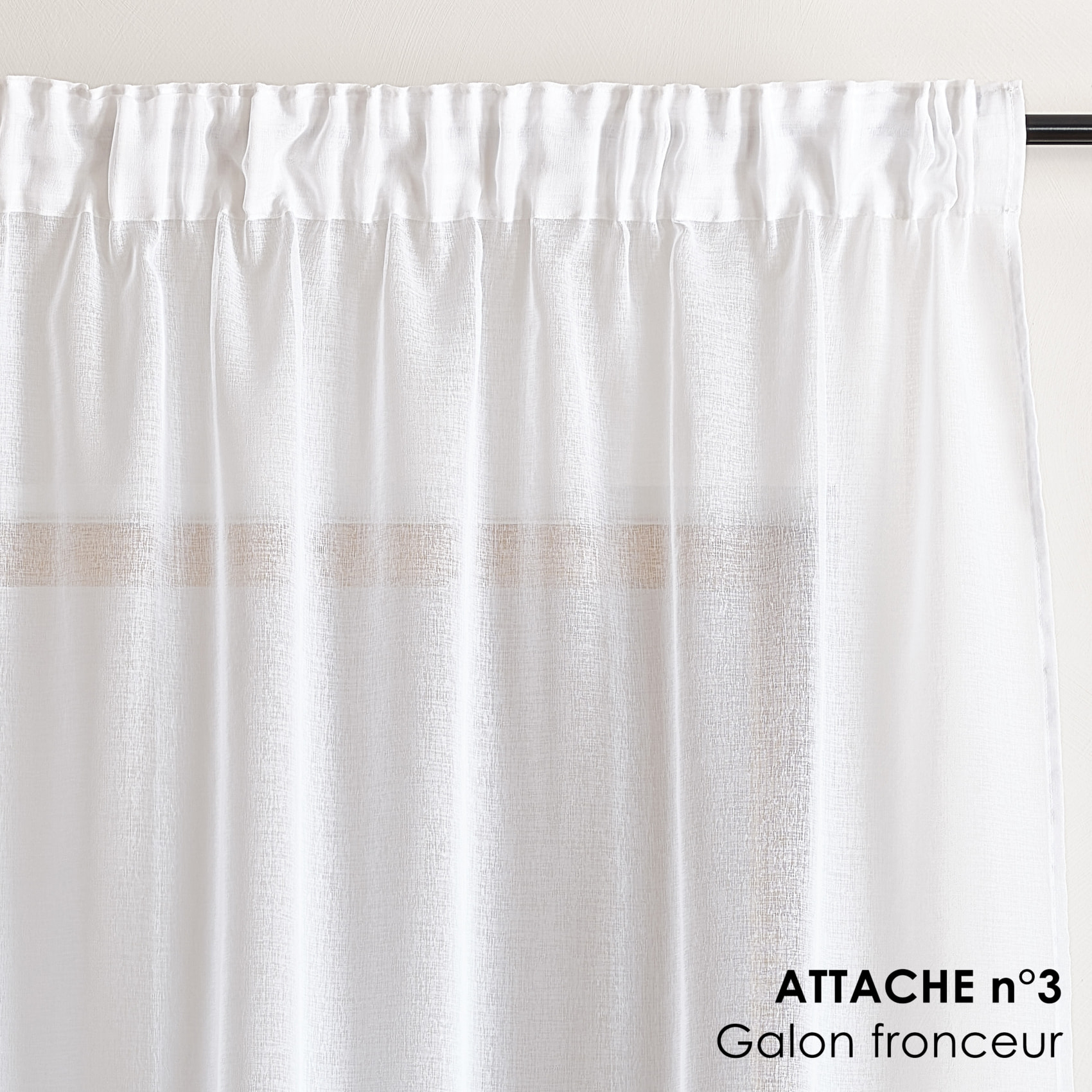 Voilage accroche 3-en-1 bicolore LUZ - Blanc