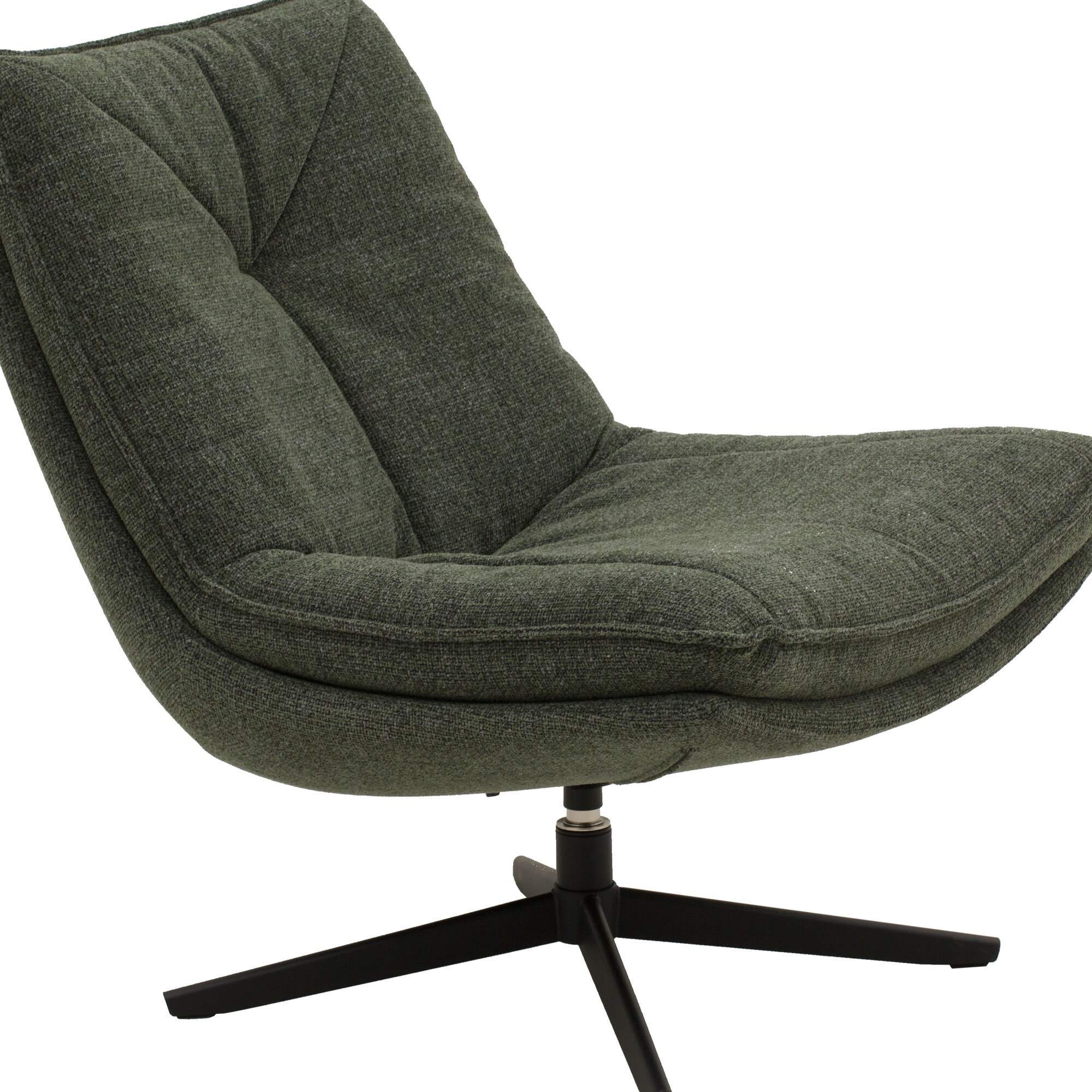 Poltrona girevole BRIKELL in tessuto verde scuro e base in metallo nero
