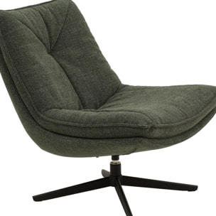 Poltrona girevole BRIKELL in tessuto verde scuro e base in metallo nero