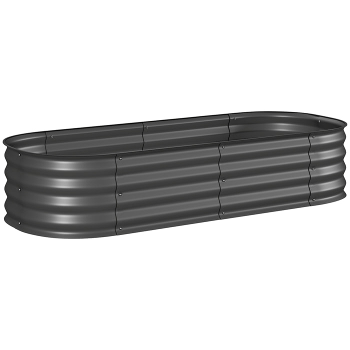 Carré potager de jardin dim. 150L x 62l x 30H cm modulable tôle d'acier ondulée anthracite