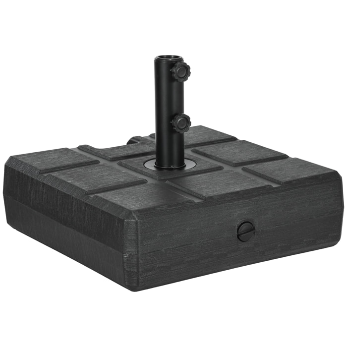 Base de Sombrilla Rectangular Soporte para Parasol Rellenable de Agua 30 kg y Arena 40 kg para Poste de Paraguas de Ø32/38/48 mm para Terraza Patio Jardín 49x49x36,5 cm Negro