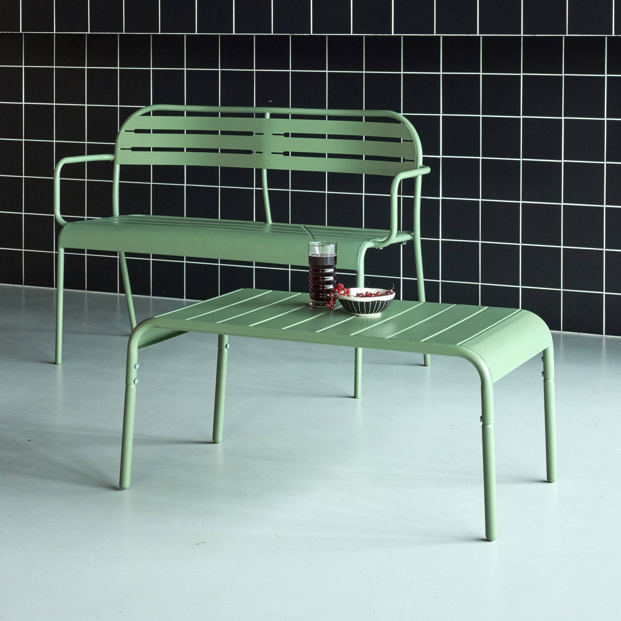 Table basse de jardin rectangulaire acier  AMÉLIA