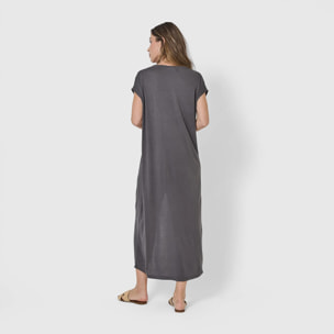 Vestido largo viscosa petróleo