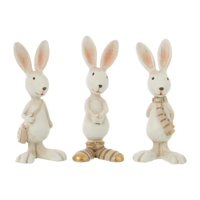 J-Line figurine Lapin Habillé - polyrésine - mix - 3 pcs