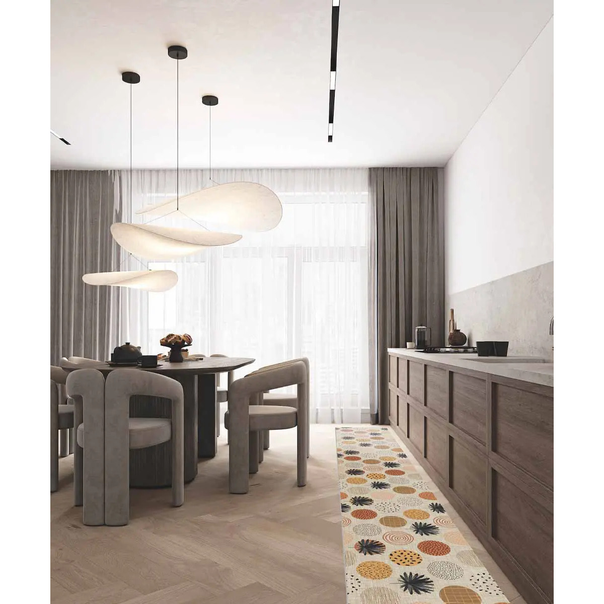 Passatoia bagno ingresso multiuso, disegno piante stilizzato minimal