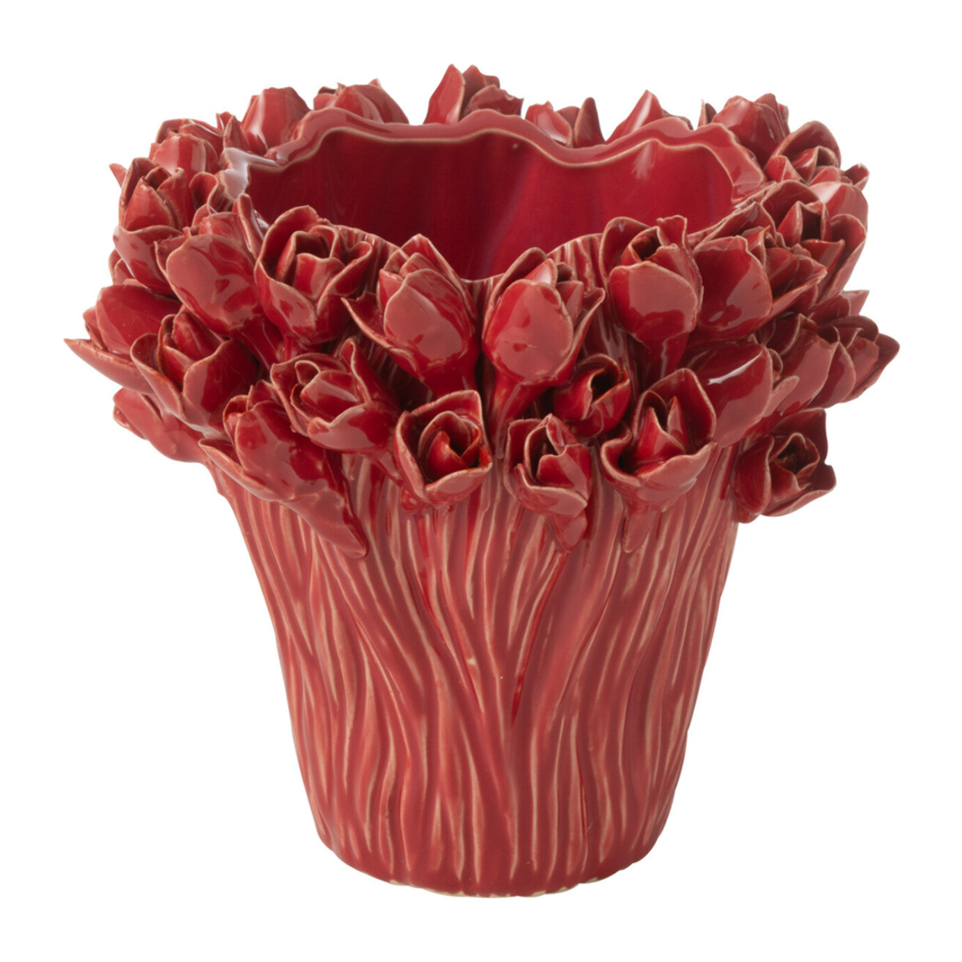 J-Line vase Ambrosia - céramique - rouge - medium - Ø 20.5 cm