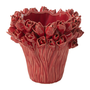 J-Line vase Ambrosia - céramique - rouge - medium - Ø 20.5 cm