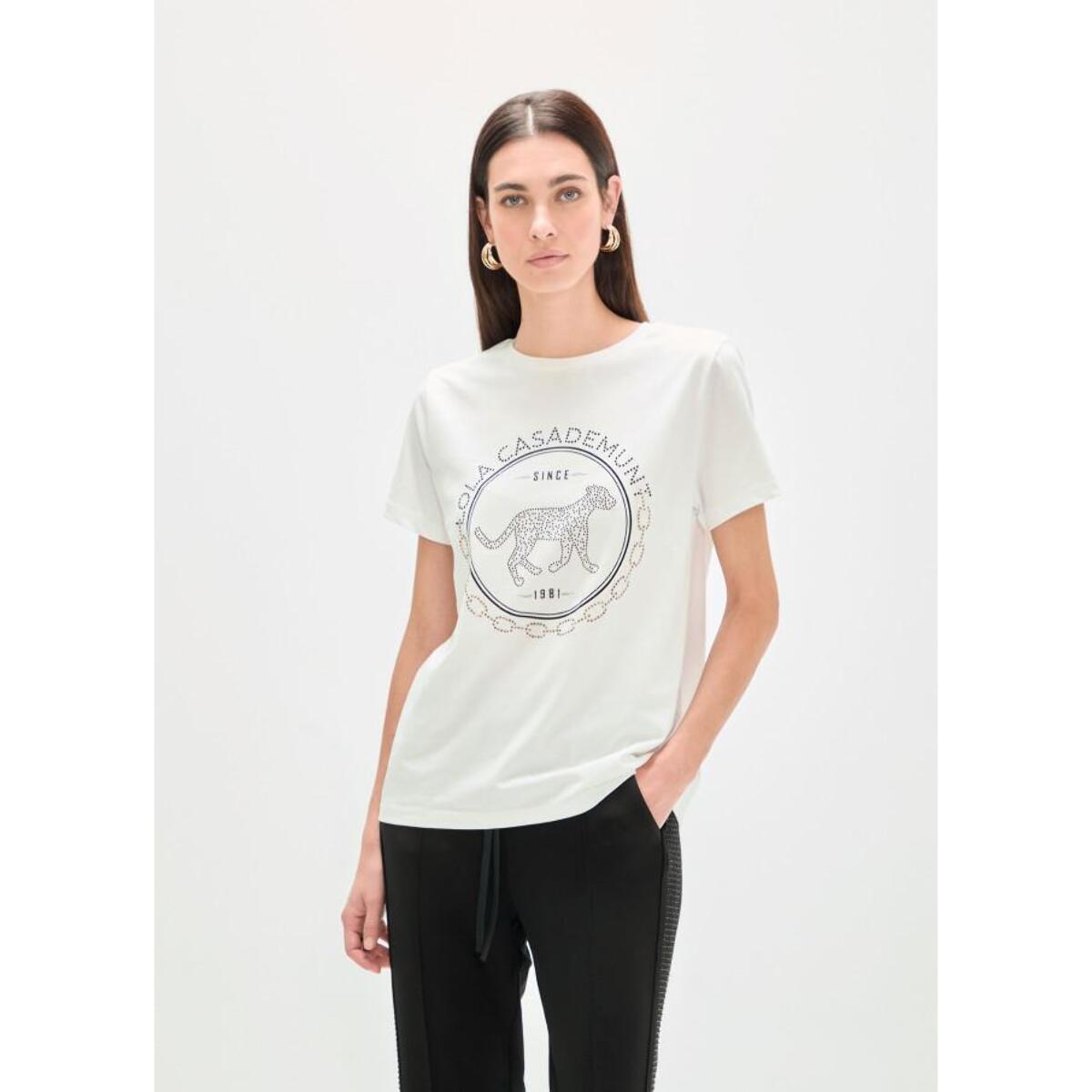 maglietta a forma di anello con strass