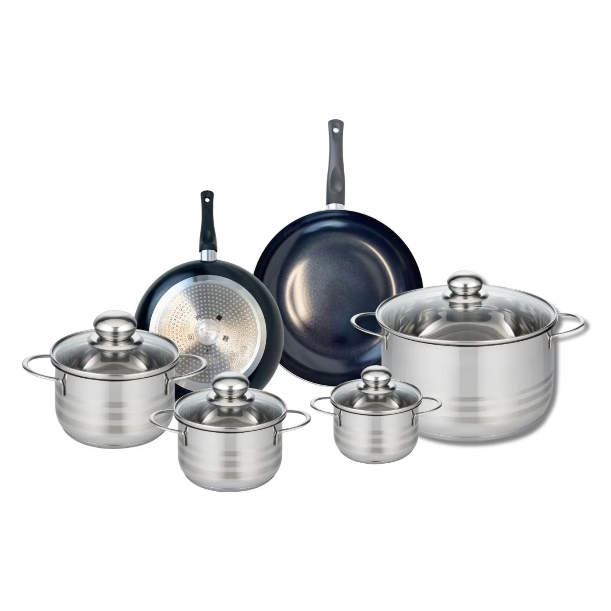 Ensemble de 2 Poêles de cuisson 20 et 24 cm et 4 faitouts 12, 14, 16 et 24 cm Elo Prima Brillant