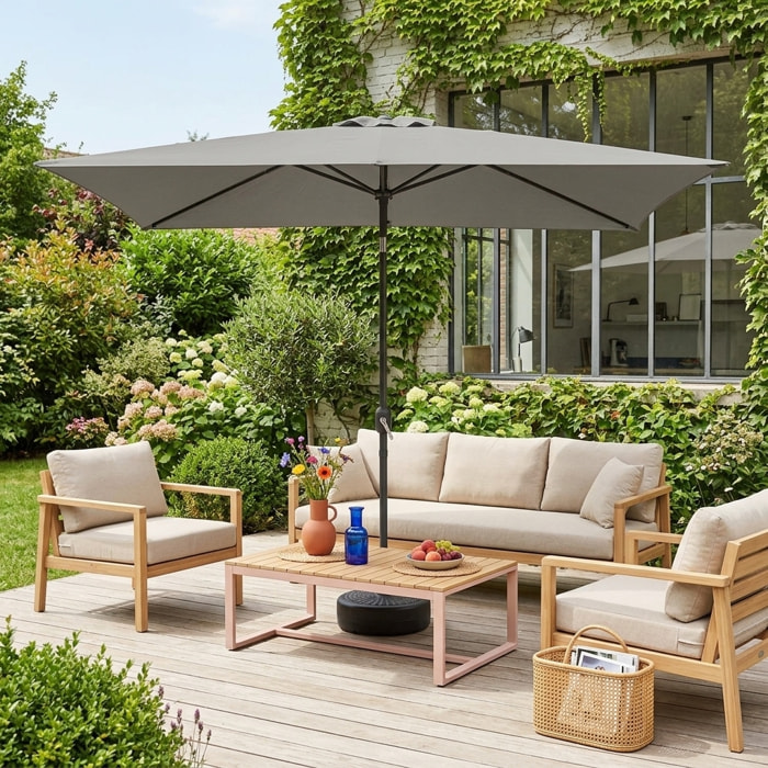 Parasol rectangulaire 2x3m avec mât central TOUQUET