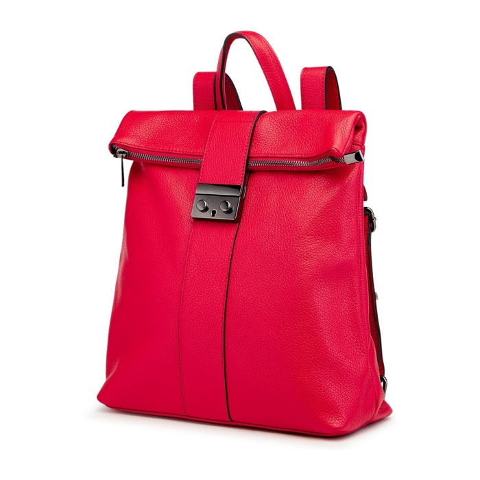 Borse Donna colore Rosso-in pelle Made in Italy 38x33x14cm