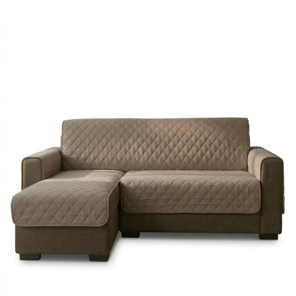 Copridivano 3 posti con penisola impermeabile e antimacchia, telo protettivo con braccioli adattabile a penisola destra e sinistra, vestibilità pratica e ampia copertura, protegge da liquidi e sporco, facile da lavare, ideale per uso quotidiano