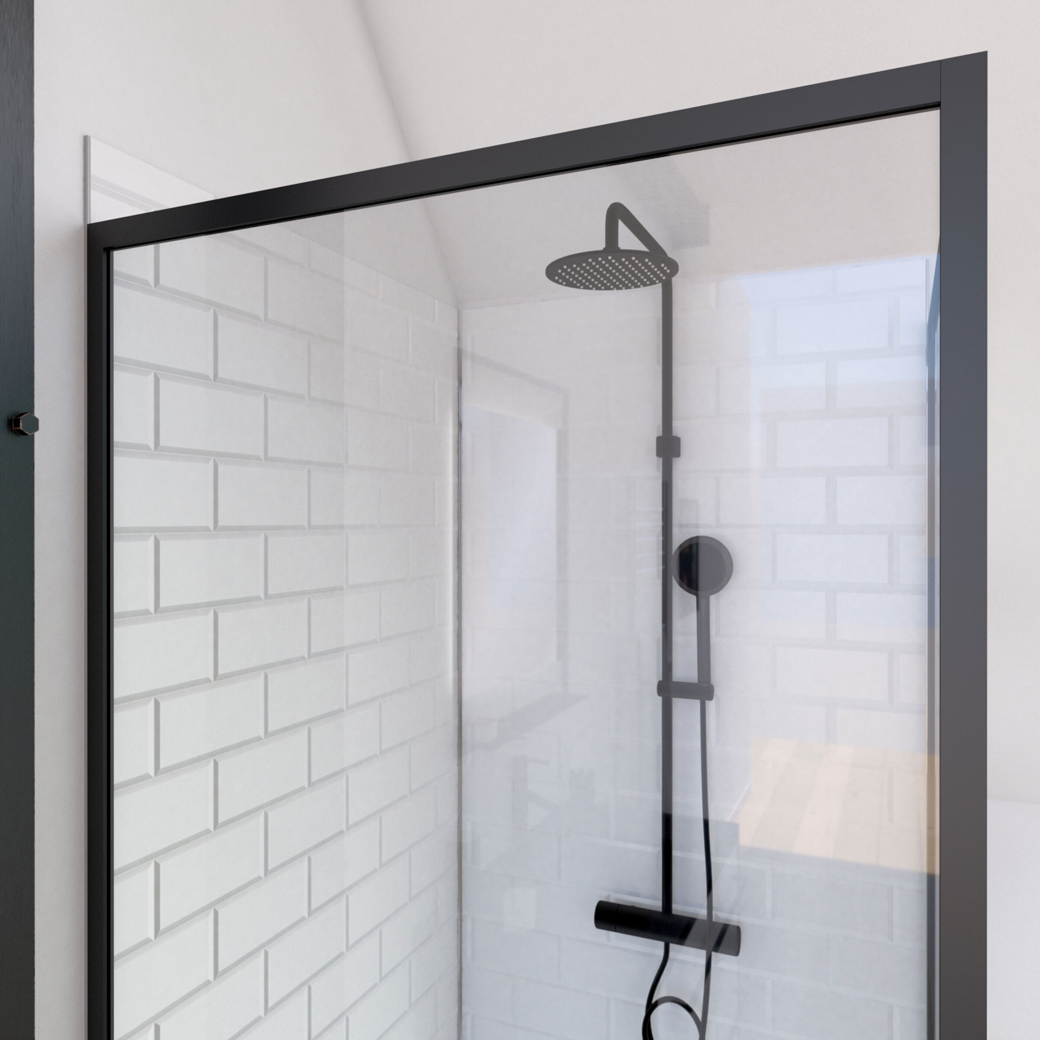 Retour pour Paroi pour douche - 80x200 cm - PROFILE NOIR MAT - verre transparent 6mm