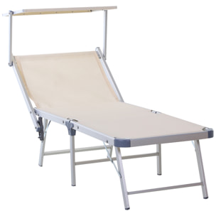 Tumbona Reclinable y Plegable con Toldo 169x72x55/72cm Beige