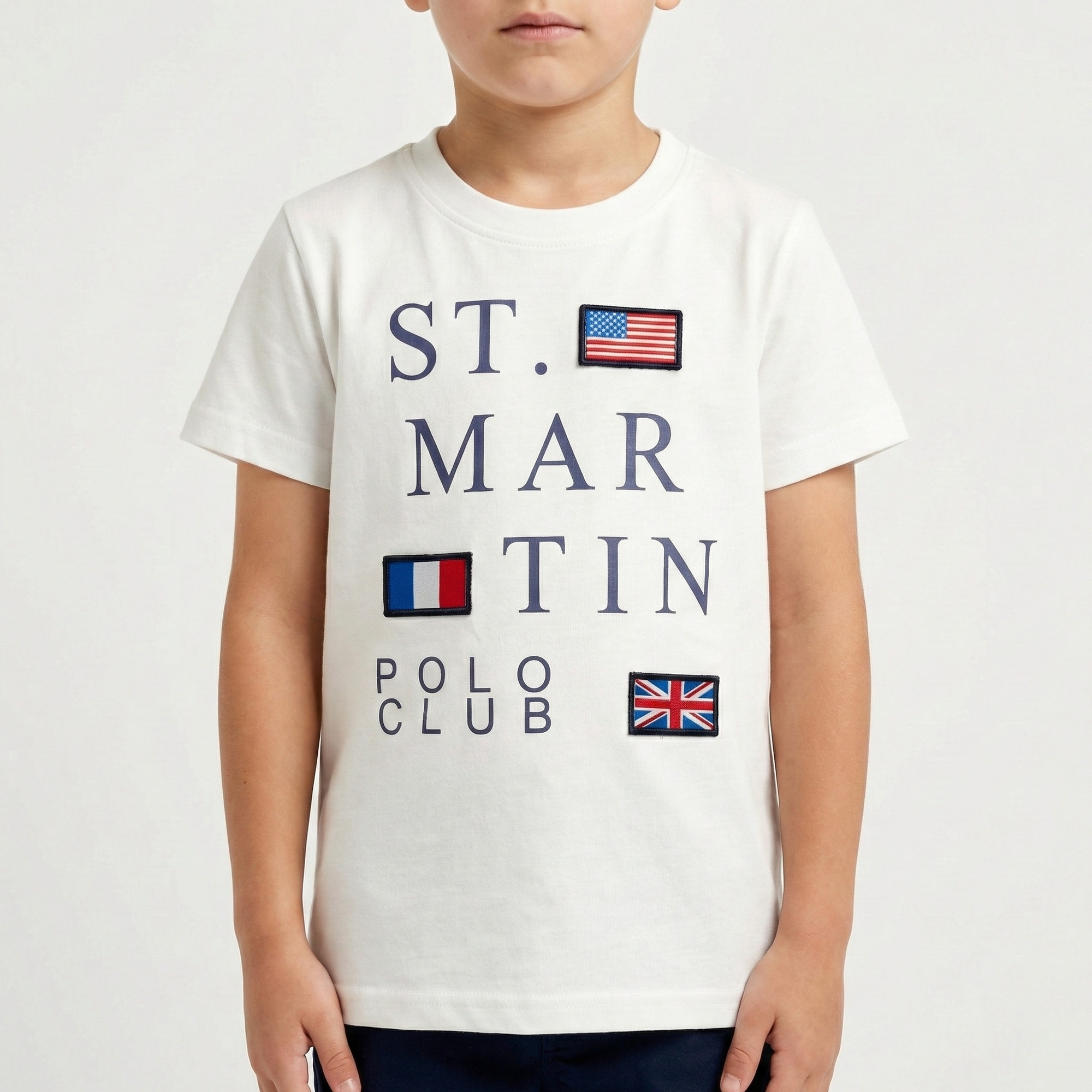 T-shirt maniche corte con stampa logo e bandierine