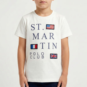 T-shirt maniche corte con stampa logo e bandierine