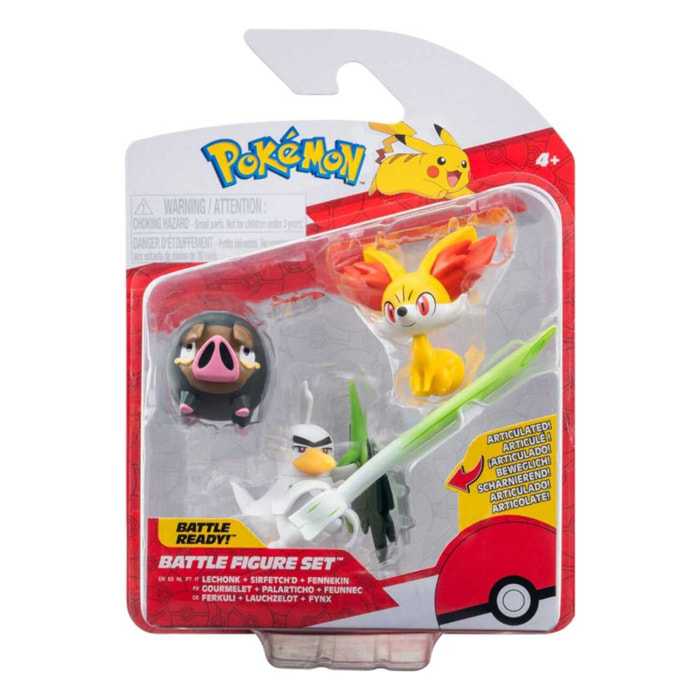 Pokémon Battle Figura Set 3-pack Fennekin, Lechonk, Sirfetch'd 5 Cm Jazwares