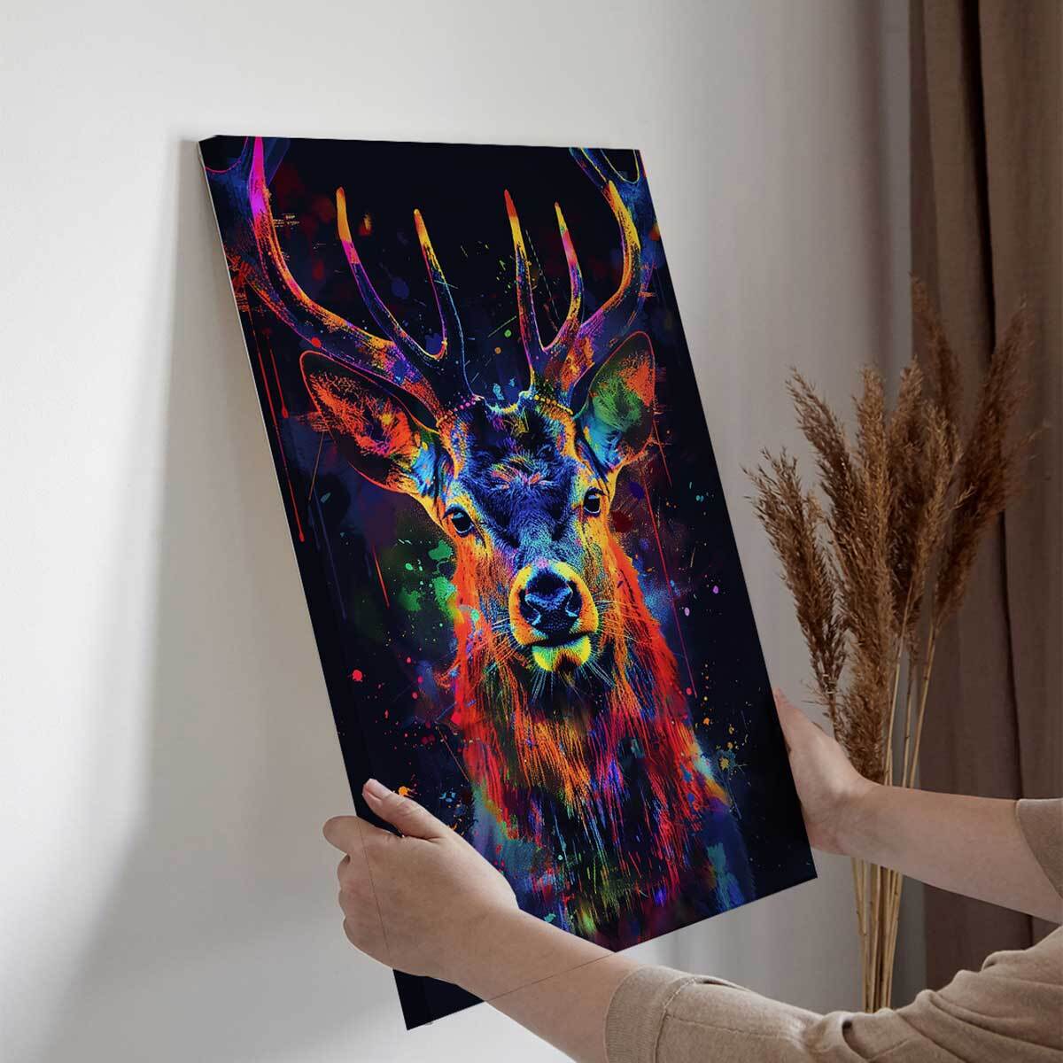 Tableau cerf fluorescent moderne Toile imprimée