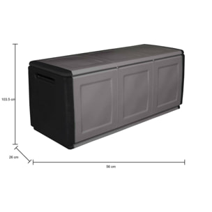 Baule contenitore multiuso polipropilene, Box portatutto, 100% Made in Italy, cm 138x53h57, colore Grigio