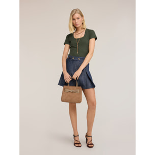 Motivi - Camiseta de punto acanalado con cut-out - Verde militare