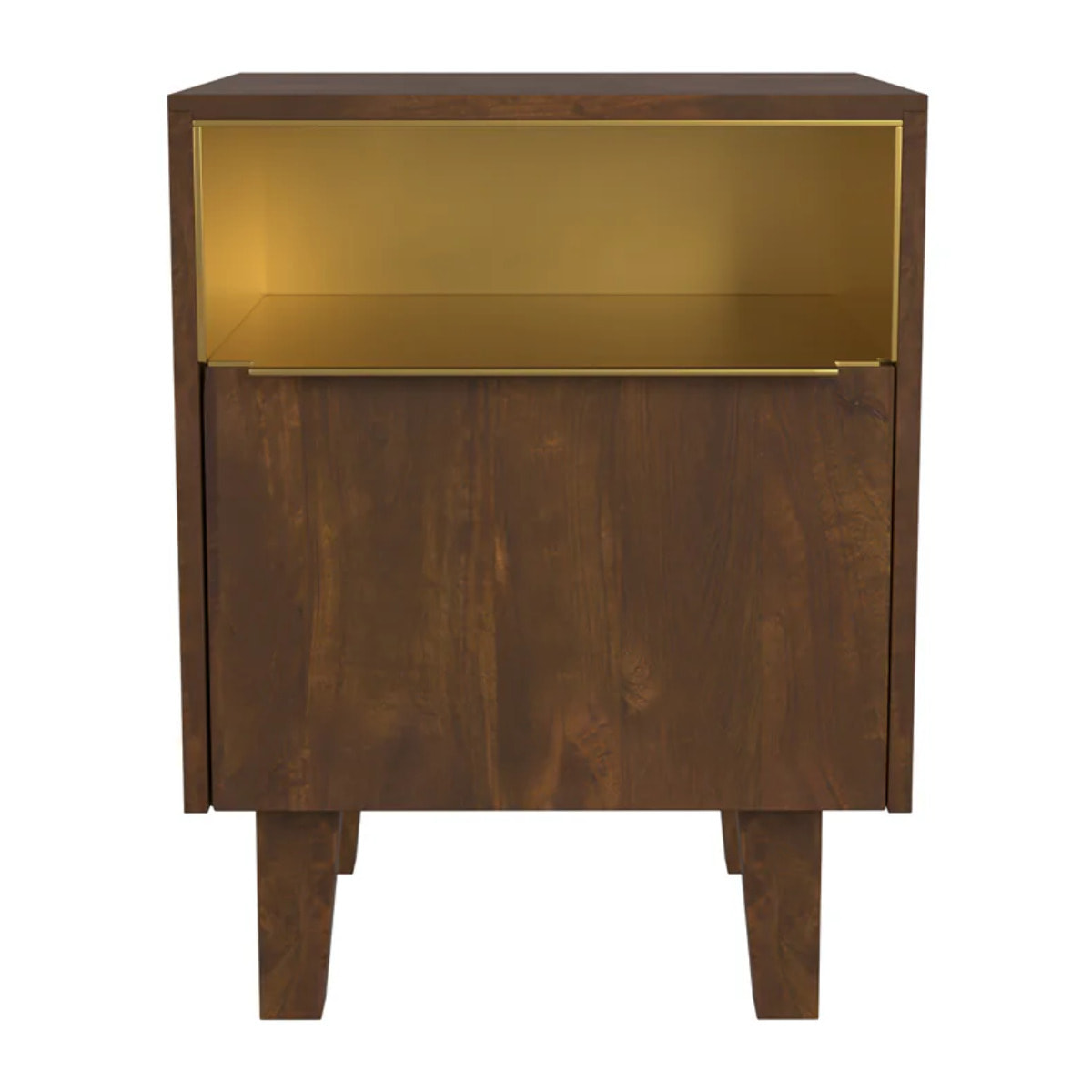 Table de chevet en bois et métal, 1 tiroir et 1 porte - Taiko