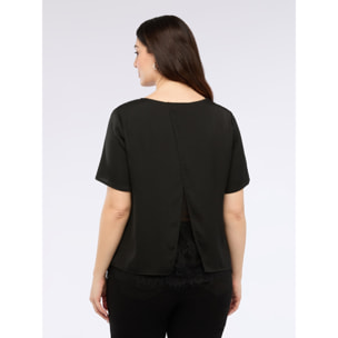 Fiorella Rubino - Blusa in raso con dettagli in pizzo - Nero