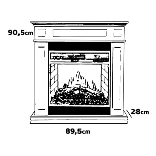 Jefferson - Camino elettrico da terra in legno 89,5x28xH90,5 cm, effetto fiamma