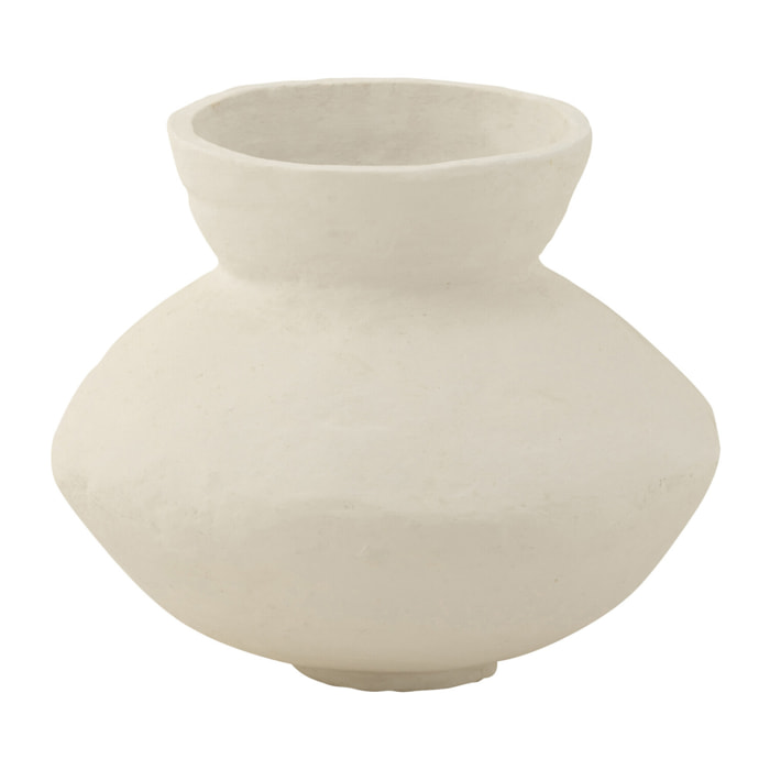 J-Line Pot Col Papier Mache Blanc