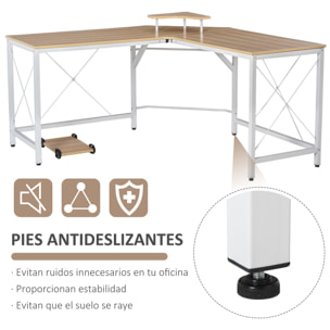 Mesa de Computadora Forma de L con Soporte 150x150x76cm