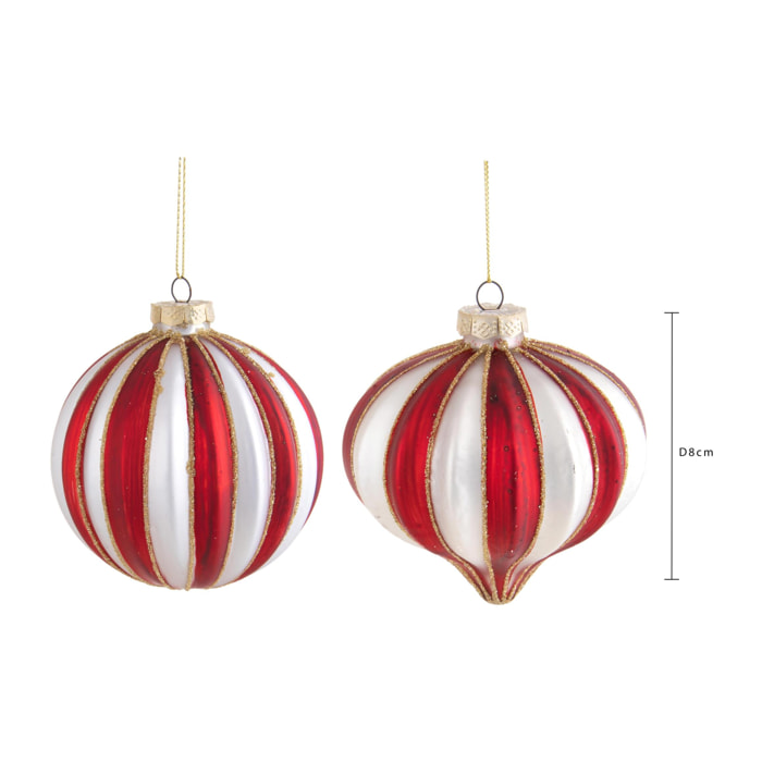 Sfera+Onion con Righe - Pezzi 4 - Colore Multicolore - 8x8Hx8cm - Bianchi Dino