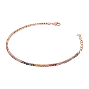 Bracciale Tennis Multicolore placcato Oro Rosa 18kt con Cubic Zirconia