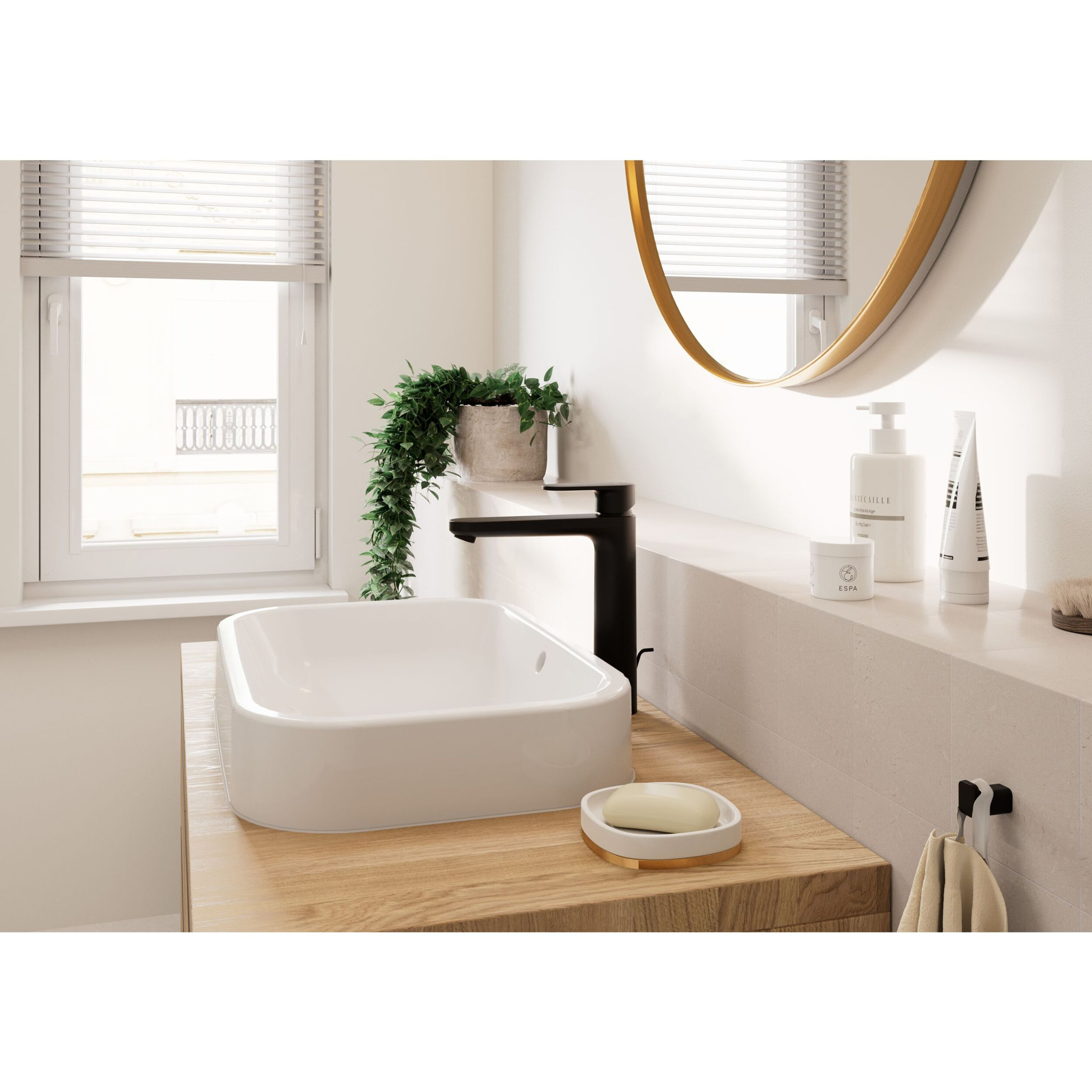 Mitigeur lavabo Vernis Blend 190 avec tirette et vidage, Noir mat