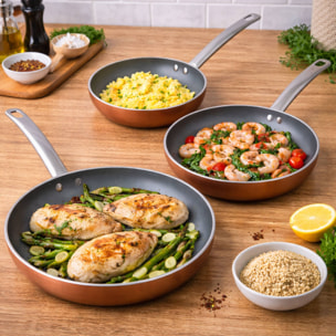 Set 3pc sarten (18,22,26cm) aluminio prensado, aptas para inducción, Optimum Plus